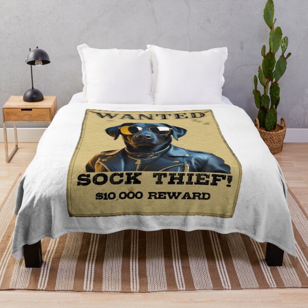 Item preview, Funny Black Labrador Retriever WANTED Poster – Cool Sunglasses & Leather Jacket Sock Thief designed and sold by Fredster1966.