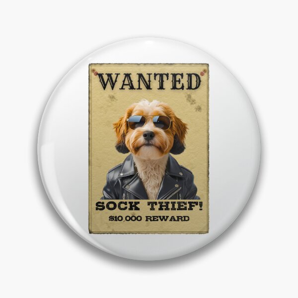 Item preview, Funny Cavapoo WANTED Poster – Cool Sunglasses & Leather Jacket Sock Thief designed and sold by Fredster1966.
