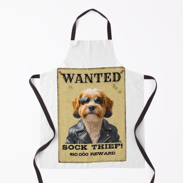 Item preview, Funny Cavapoo WANTED Poster – Cool Sunglasses & Leather Jacket Sock Thief designed and sold by Fredster1966.