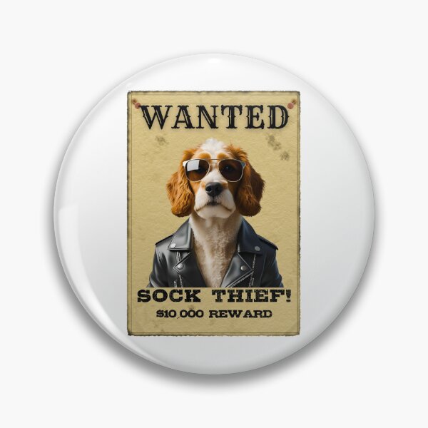 Item preview, Funny Cockapoo WANTED Poster – Cool Sunglasses & Leather Jacket Sock Thief designed and sold by Fredster1966.