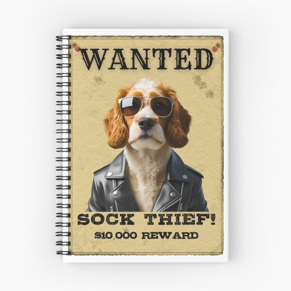 Item preview, Funny Cockapoo WANTED Poster – Cool Sunglasses & Leather Jacket Sock Thief designed and sold by Fredster1966.