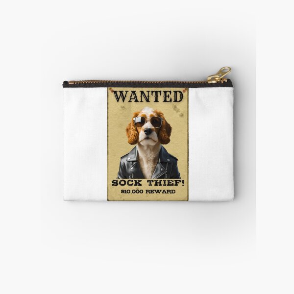 Item preview, Funny Cockapoo WANTED Poster – Cool Sunglasses & Leather Jacket Sock Thief designed and sold by Fredster1966.