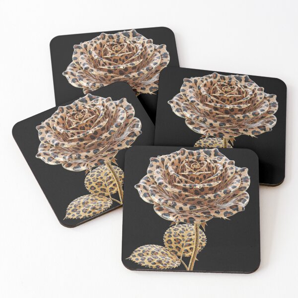 Item preview, Wild Leopard Print Rose with Golden Stem designed and sold by MoreGlamour.