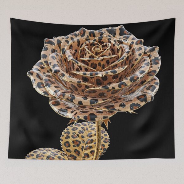 Item preview, Wild Leopard Print Rose with Golden Stem designed and sold by MoreGlamour.