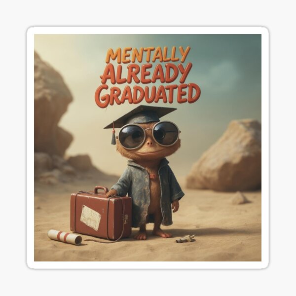 Item preview, Mentally Already Graduated – Funny Graduation Cartoon designed and sold by LOVELUTZA.