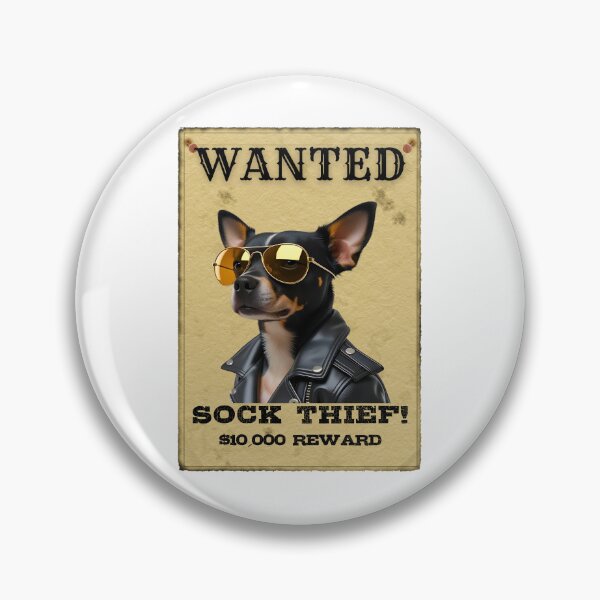Item preview, Funny Chiweenie WANTED Poster – Cool Sunglasses & Leather Jacket Sock Thief designed and sold by Fredster1966.
