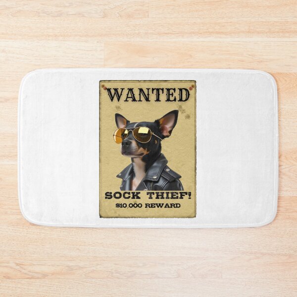 Item preview, Funny Chiweenie WANTED Poster – Cool Sunglasses & Leather Jacket Sock Thief designed and sold by Fredster1966.