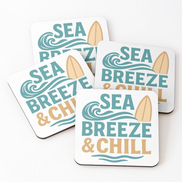 Item preview, Sea Breeze & Chill – surfy type with wave & board icon designed and sold by EnvyCartelShop.