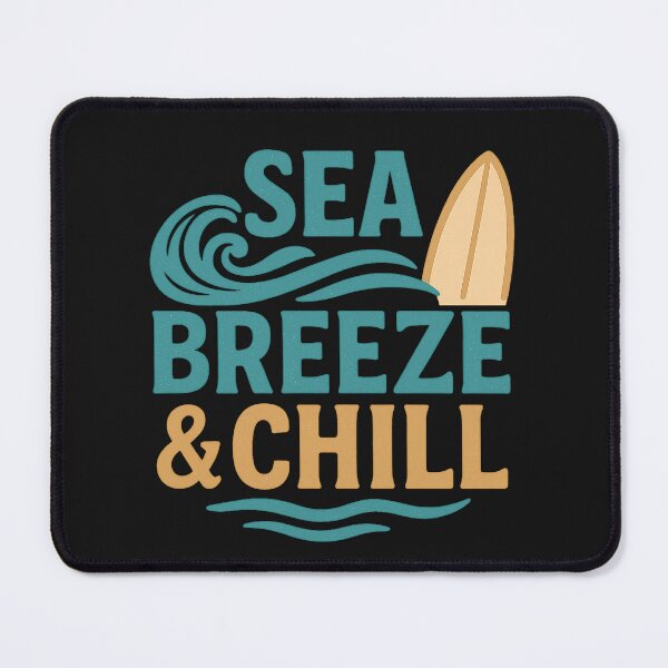Item preview, Sea Breeze & Chill – surfy type with wave & board icon designed and sold by EnvyCartelShop.