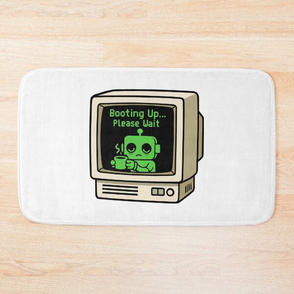 Item preview, Booting Up... Please Wait – Retro Kawaii Robot Coffee Break designed and sold by KaysUplifting.