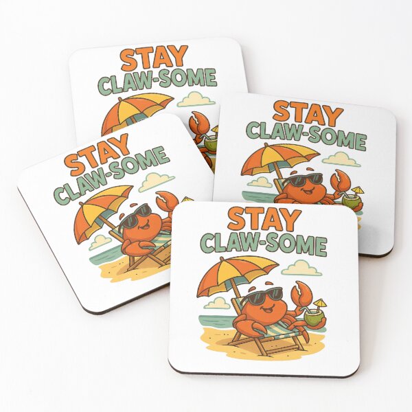 Item preview, Stay Claw-some – beach-chillin’ crab with coconut & umbrella designed and sold by EnvyCartelShop.