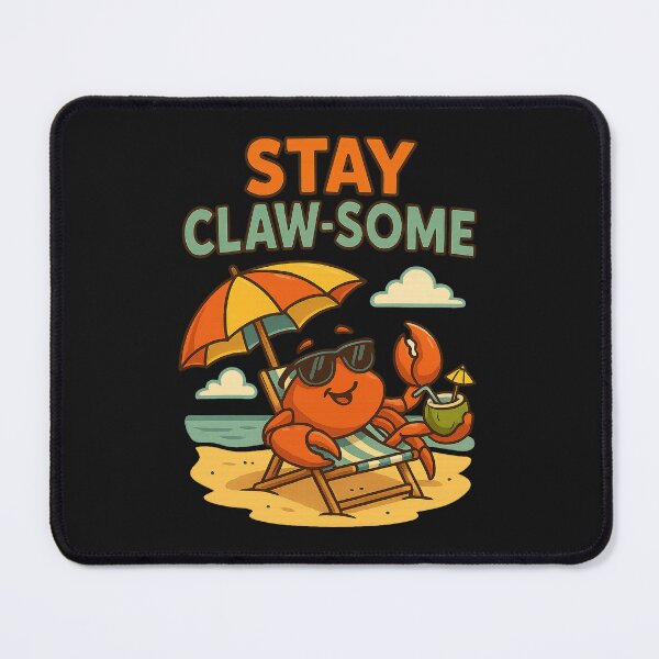 Item preview, Stay Claw-some – beach-chillin’ crab with coconut & umbrella designed and sold by EnvyCartelShop.