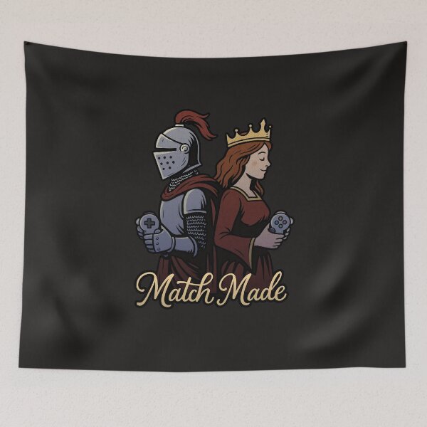 Item preview, Match Made - Knight and Queen Gaming Couple Design designed and sold by PlayerTwoTees.