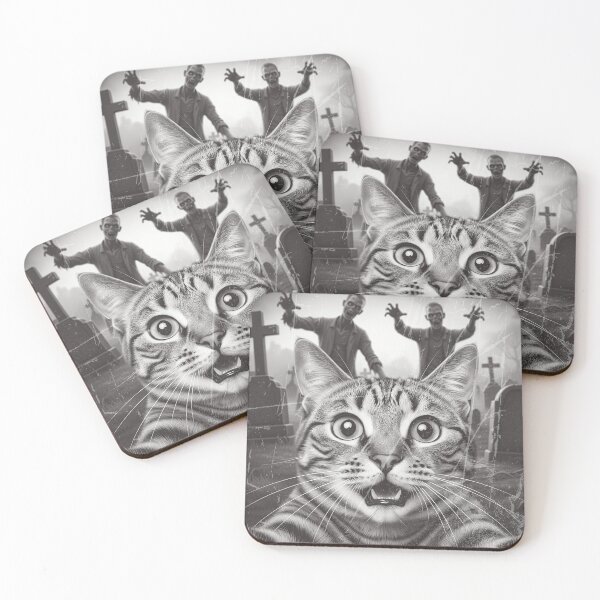 Item preview, Scared cat selfie with zombies  designed and sold by FatBirdie.