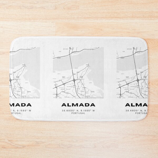 Item preview, Almada Map Design - Minimalist Black & White Art designed and sold by RM-Journey.