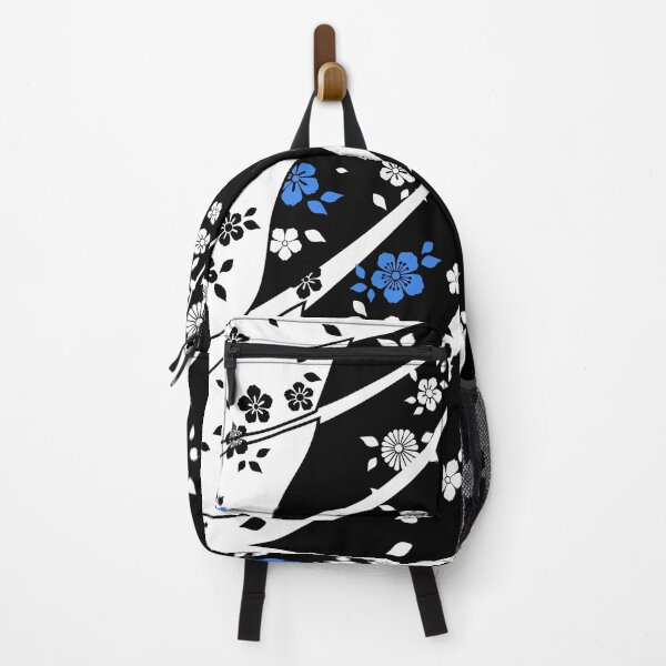 Item preview, Patrón floral azul en blanco y negro designed and sold by urrin DESIGN.