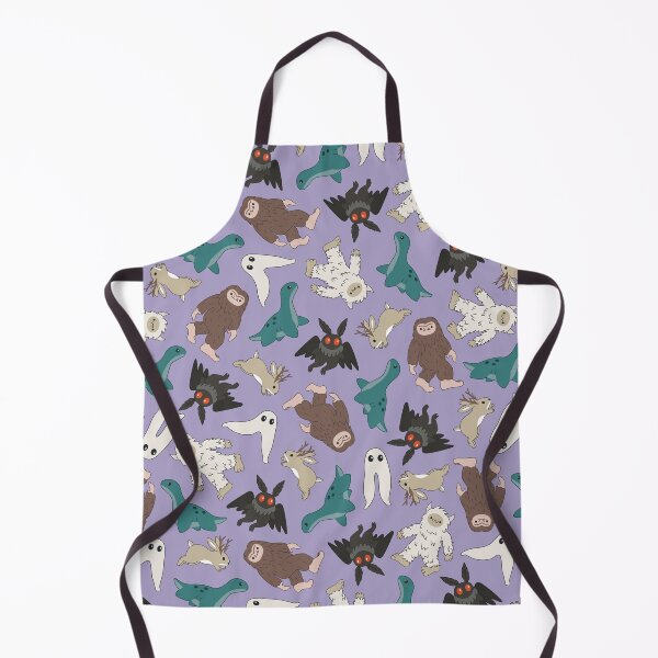 Item preview, cute cryptids in light purple - Loch Ness monster, mothman, Bigfoot, Sasquatch, jackalope, Fresno night crawler designed and sold by Becca Alessi.