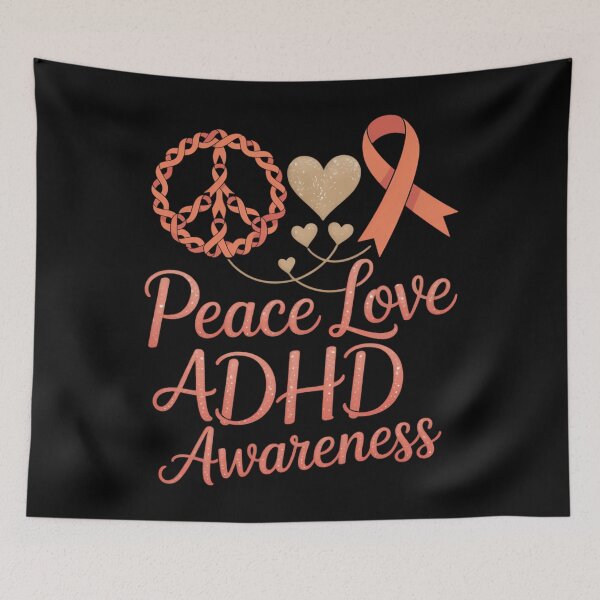 Item preview, Peace Love Cure ADHD Awareness Hand Glitter And Ribbon designed and sold by blueyeeti.