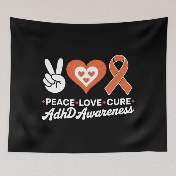 Item preview, Peace Love cure ADHD awareness men women ADHD designed and sold by blueyeeti.