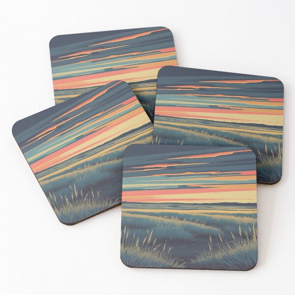 Item preview, Retro Prairie Sunset Illustration with Golden Grasslands designed and sold by Uniquely Yours.