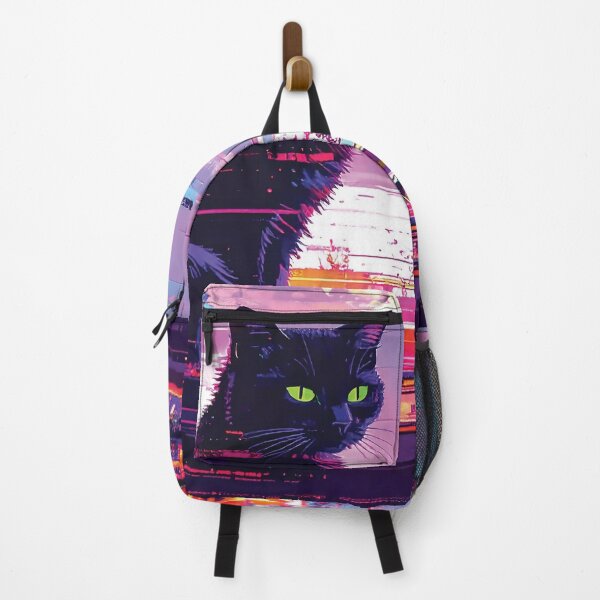 Item preview, Neon Glitch Black Cat Moonlight designed and sold by WildWood Digital Art.