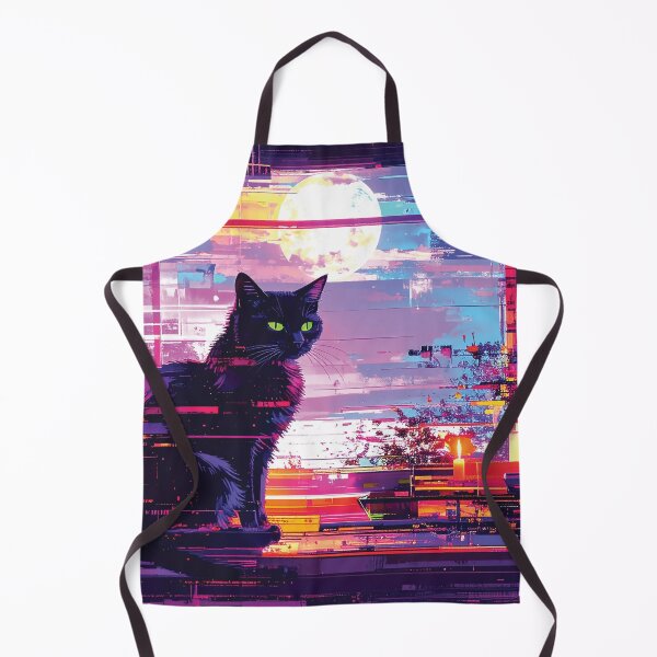 Item preview, Neon Glitch Black Cat Moonlight designed and sold by WildWood Digital Art.