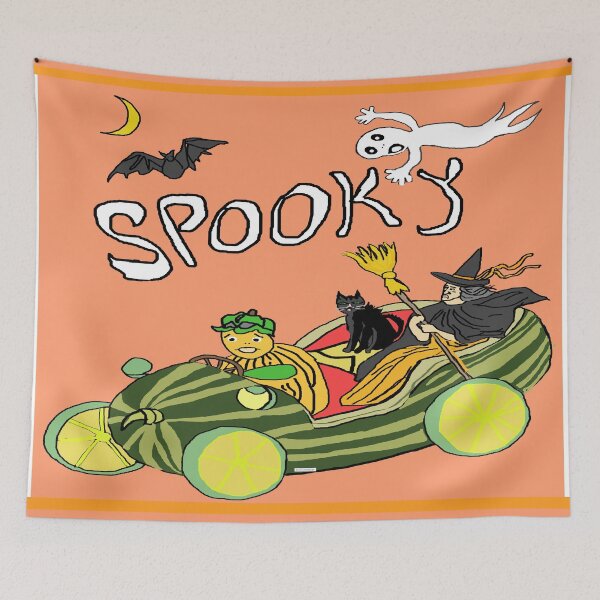 Item preview, Pumpkin Drives Witch and Cat to Halloween Party designed and sold by kristalcurt.