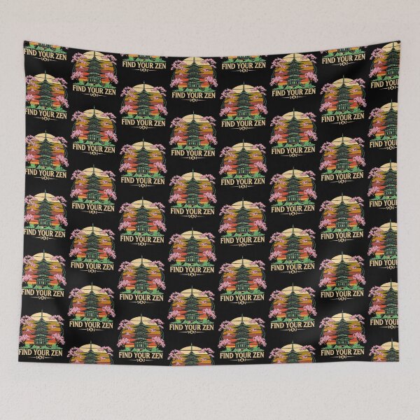 Item preview, Find Your Zen with Japanese Pagoda and Blossoms A tranquil scene featuring a traditional Japanese pagoda designed and sold by Taans-Creation.