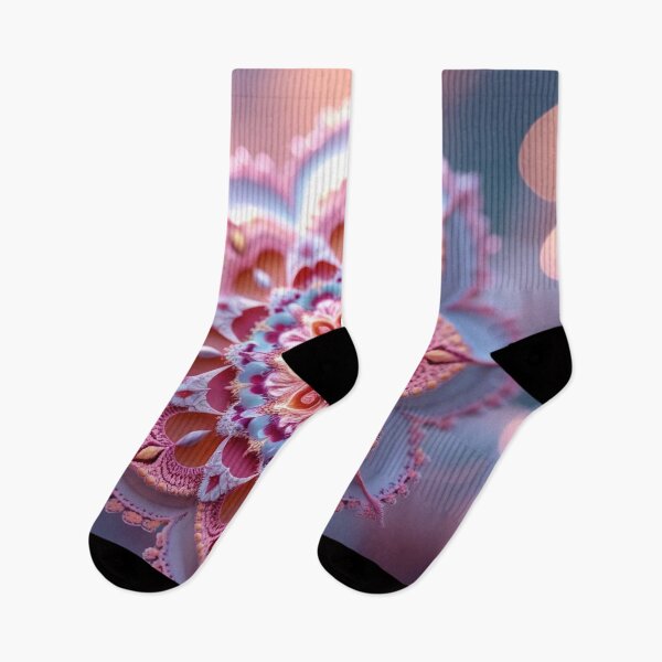 Item preview, Blooming Feminine Light – Pink, Coral & Soft Blue Fractal Mandala designed and sold by Harmonic_Layers.