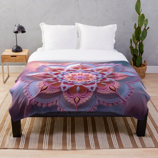 Item preview, Blooming Feminine Light – Pink, Coral & Soft Blue Fractal Mandala designed and sold by Harmonic_Layers.