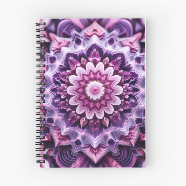Aperçu de l'œuvre Lotus rose et violet radieux – Mandala fractal féminin créée et vendue par Harmonic_Layers.