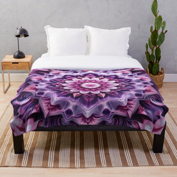 Artikelvorschau, Strahlender rosa & violetter Lotus – Feminines Fraktal-Mandala entworfen und verkauft von Harmonic_Layers.