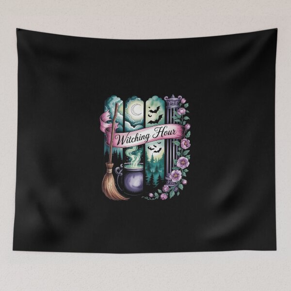 Item preview, Witching Hour Broom Cauldron Moon Halloween Brushstroke designed and sold by KarstenNoanra.