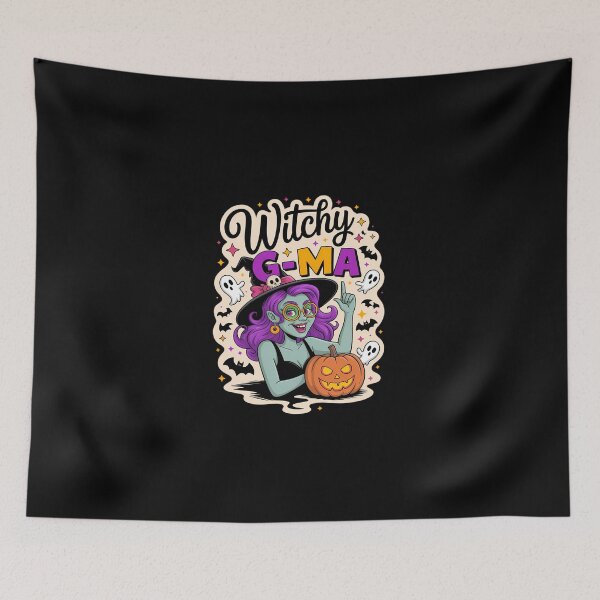 Item preview, Witchy G-Ma Messy Bun Halloween Skull Pumpkin Spooky Season designed and sold by KarstenNoanra.