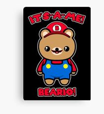 Bear Cute Funny Kawaii Mario Parody Canvas Print