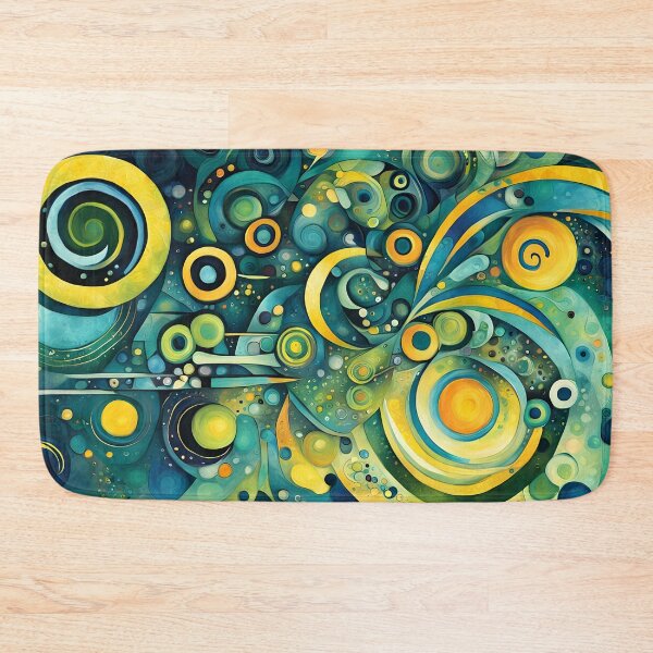 Item preview, Geometric abstraction in swirly greens designed and sold by artedamensagem.