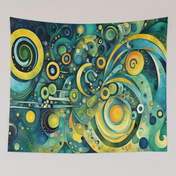 Item preview, Geometric abstraction in swirly greens designed and sold by artedamensagem.