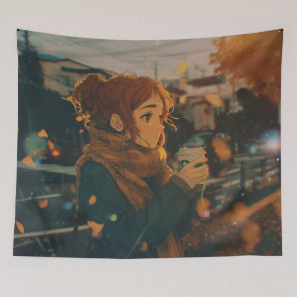 Item preview, “Autumn Brew” – Cozy Lo-fi Anime Street Moment designed and sold by ArgentoArt.