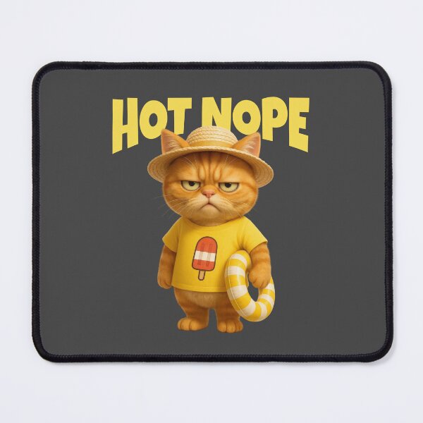 Item preview, Grumpy Cat in Straw Hat – Hot Nope Summer Mood designed and sold by iamwonderkitty.