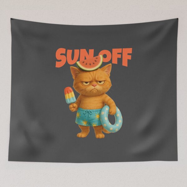 Item preview, Grumpy Cat with Watermelon Hat – Sun Off Summer Mood designed and sold by iamwonderkitty.