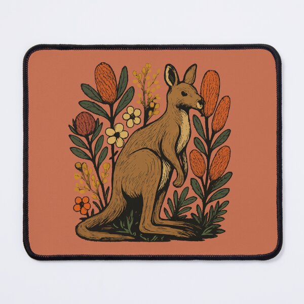 Item preview, Kangaroo Among Bush Blooms – Folk Art Style designed and sold by Highway45nz.