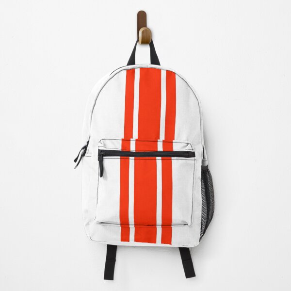 Item preview, Single Stripe with 2 Thick Pinstripes (Bright Red on White) designed and sold by Racing Stripes Only.