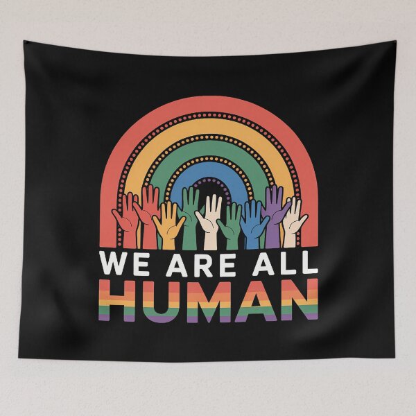 Item preview, We Are All Human Pride Ally Rainbow LGBT Flag Gay Pride designed and sold by Sunset4Bones.