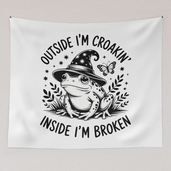 Item preview, Outside Im Croakin Inside Im Broken Frog Pun Depression designed and sold by Sea4Adventures.