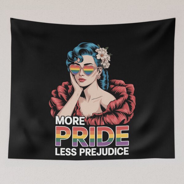Item preview, More Pride Less Prejudice Pride Month LGBTQ designed and sold by Sunset4Bones.