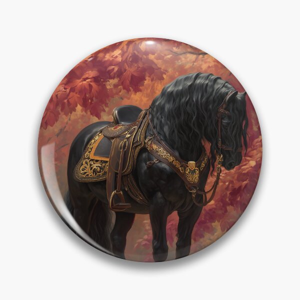 Item preview, Autumn Majesty – Regal Black Horse Under Crimson Leaves designed and sold by ArgentoArt.