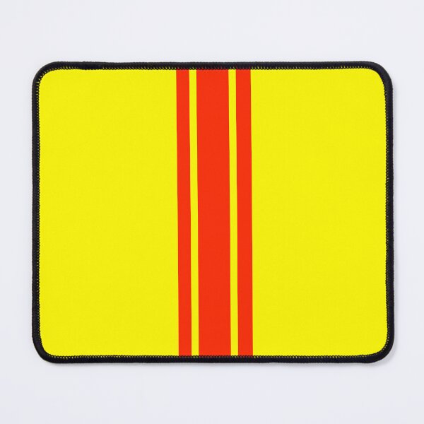 Item preview, Single Stripe with 2 Thick Pinstripes (Bright Red on Yellow) designed and sold by Racing Stripes Only.