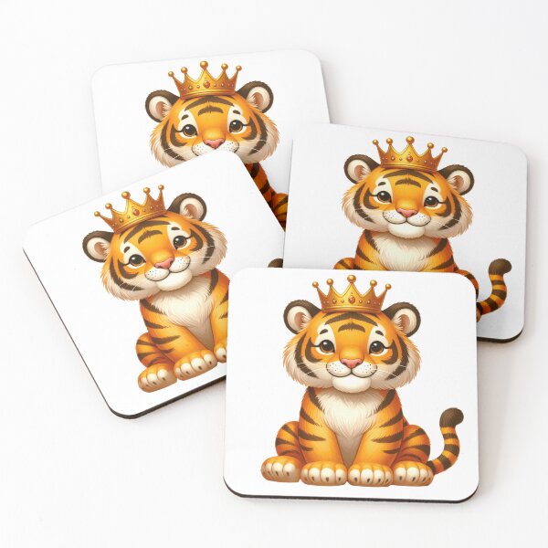 Item preview, Cute Baby Tiger Wearing a Golden Crown designed and sold by takeng07.