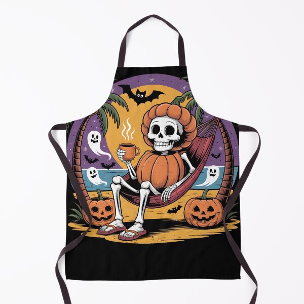Item preview, Pumpkin Skeleton Seaside Vibes – Tropical Halloween Hammock Beach Tee designed and sold by boundlessly2art.