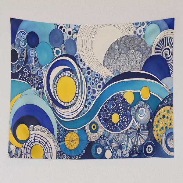 Item preview, Geometric Abstraction in bue and yellow designed and sold by artedamensagem.